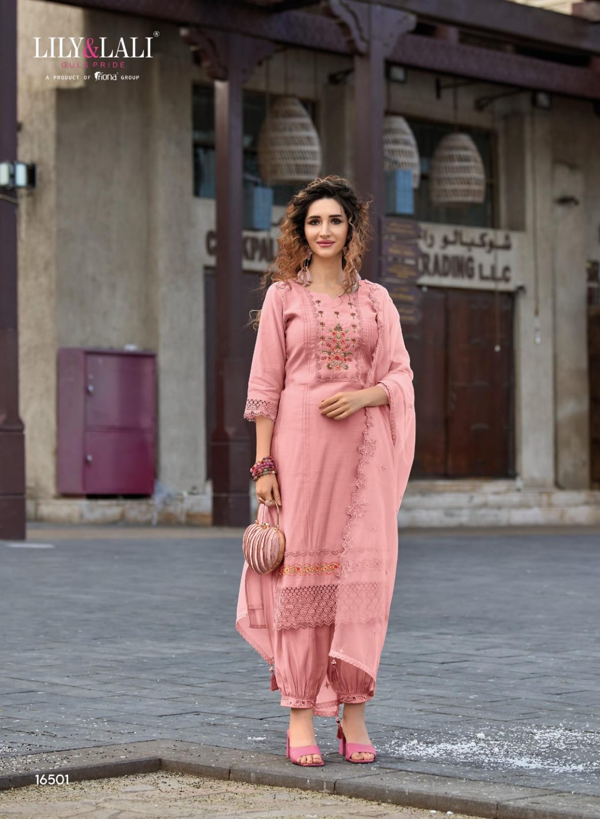 Radha Pink Embroidered Afghani Suit Set