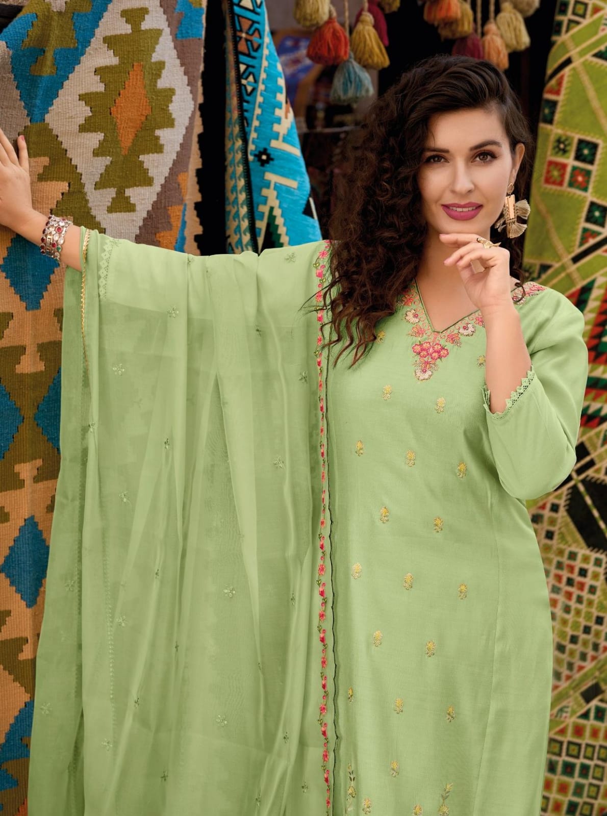 Radha Green Embroidered Tulip Suit Set