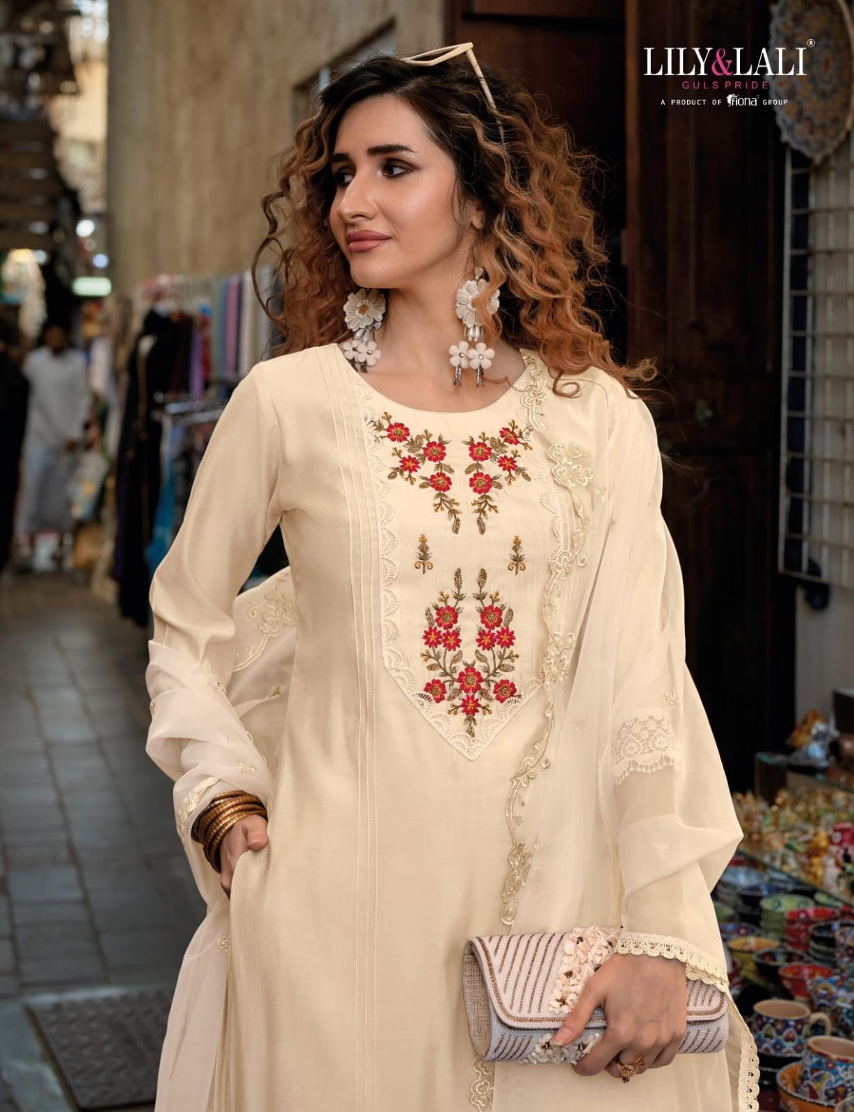 Radha Off White Embroidered Afghani Suit Set