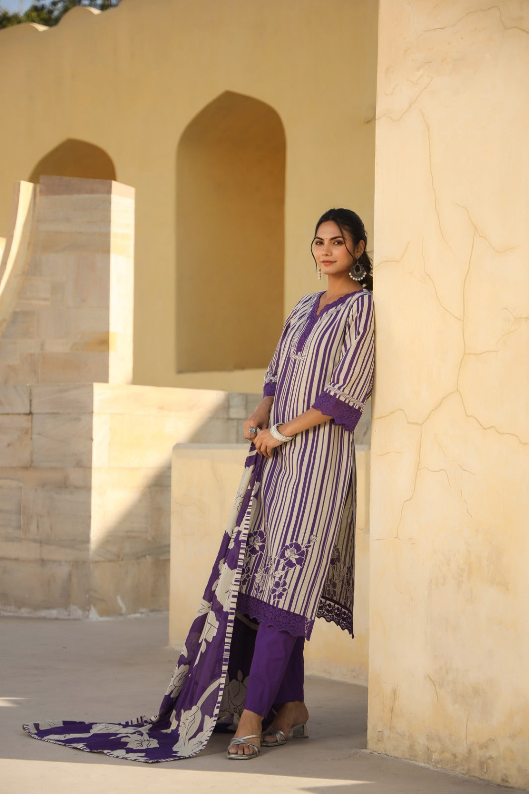 Maisha Purple Pakistani Style straight Suit Set