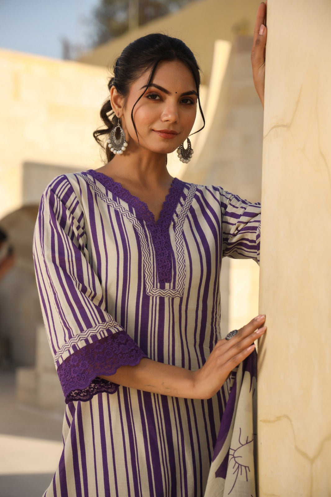 Maisha Purple Pakistani Style straight Suit Set