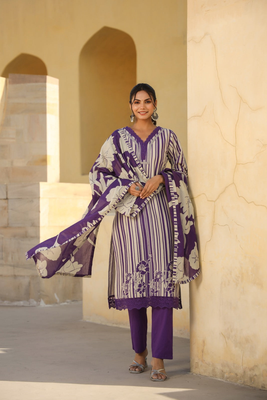 Maisha Purple Pakistani Style straight Suit Set