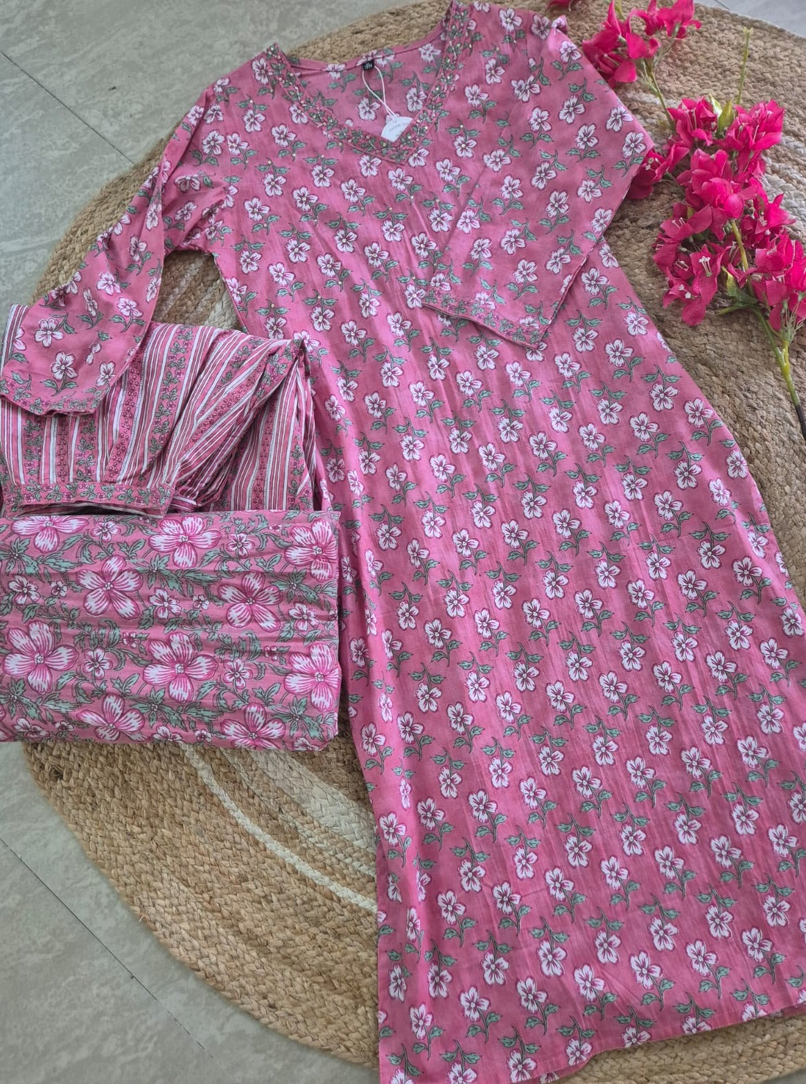 SALE Block Printed Pink Afghani Suit Set