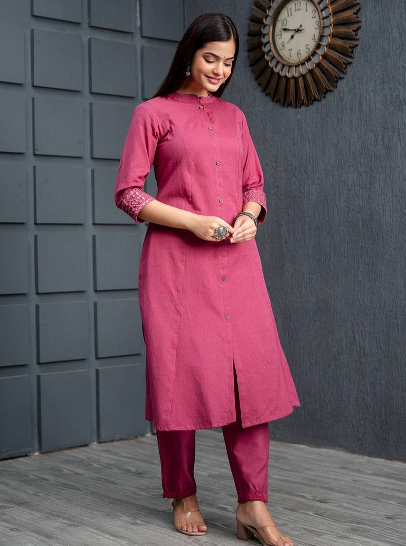 Shehnaz Solid Pink Co-Ord Set