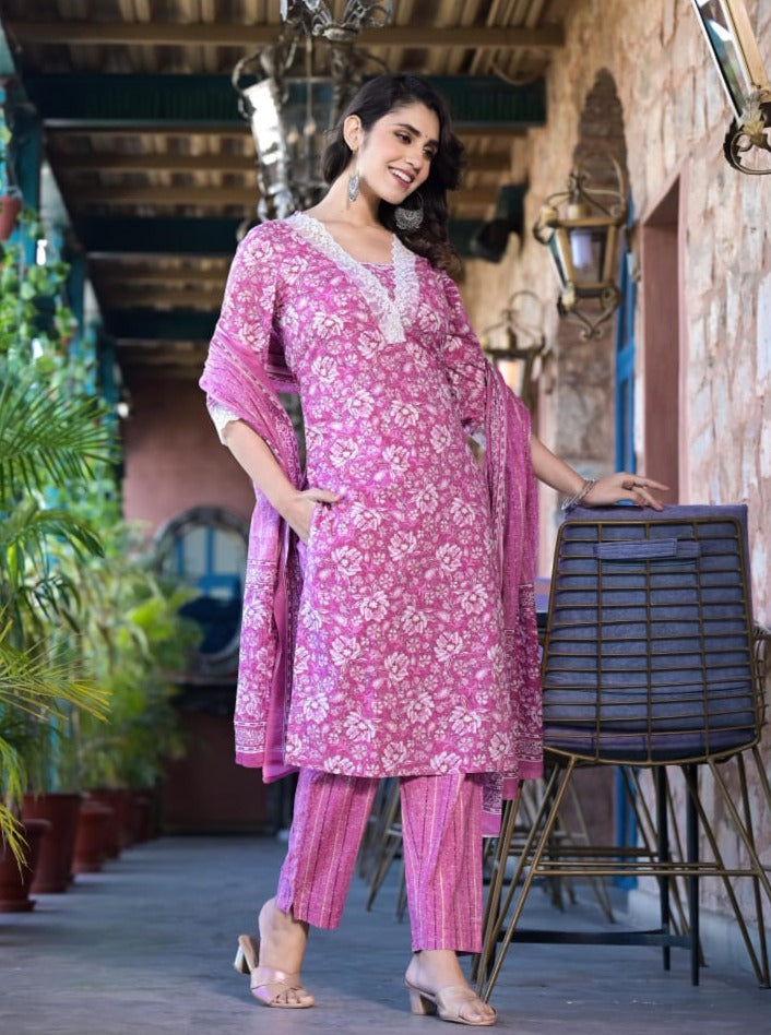 Kripa Block printed Falsa Straight Suit Set