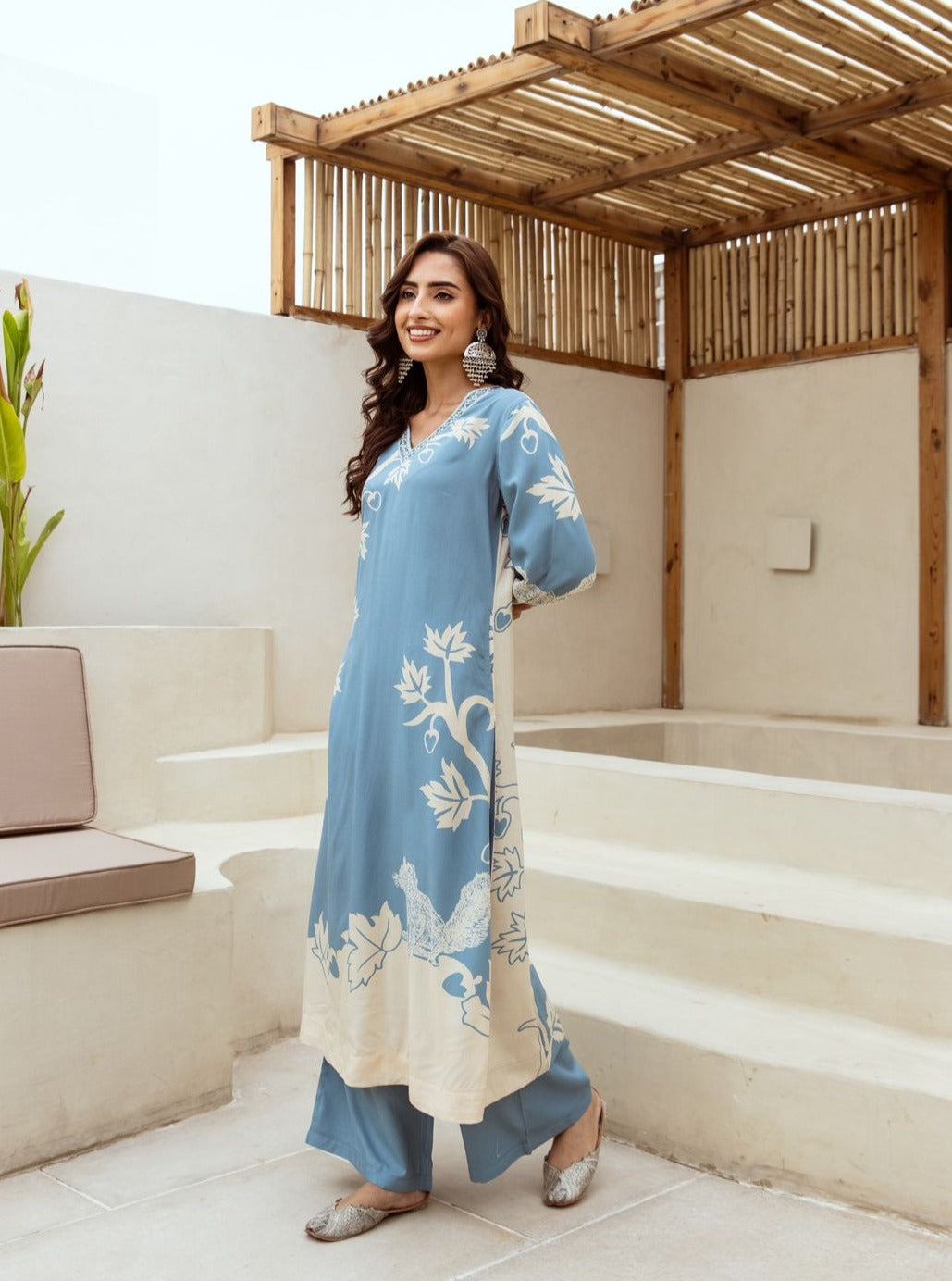 Navya Pakistani style Blue Printed Co-Ord Set