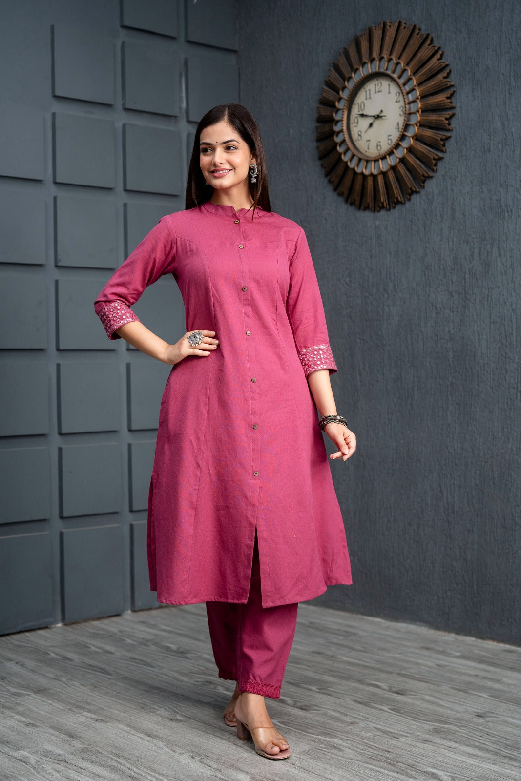 Shehnaz Solid Pink Co-Ord Set