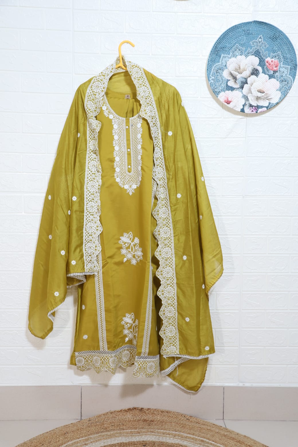 Vaidehi Thread Embroidered Yellow Pakistani Straight Suit Set