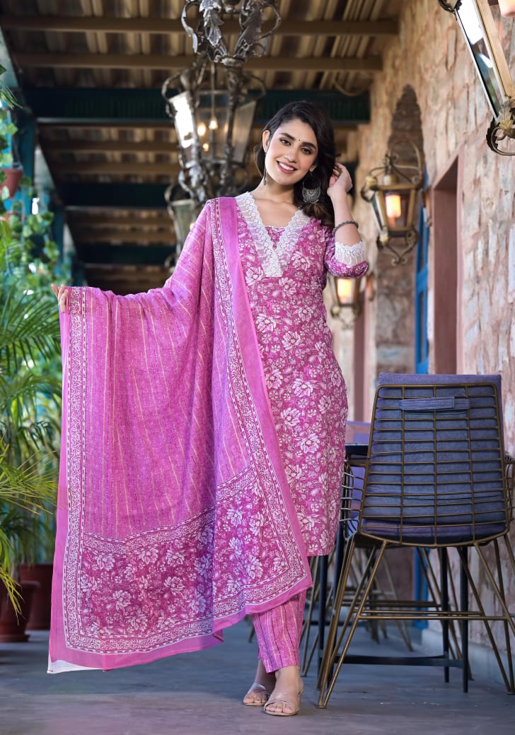 Kripa Block printed Falsa Straight Suit Set