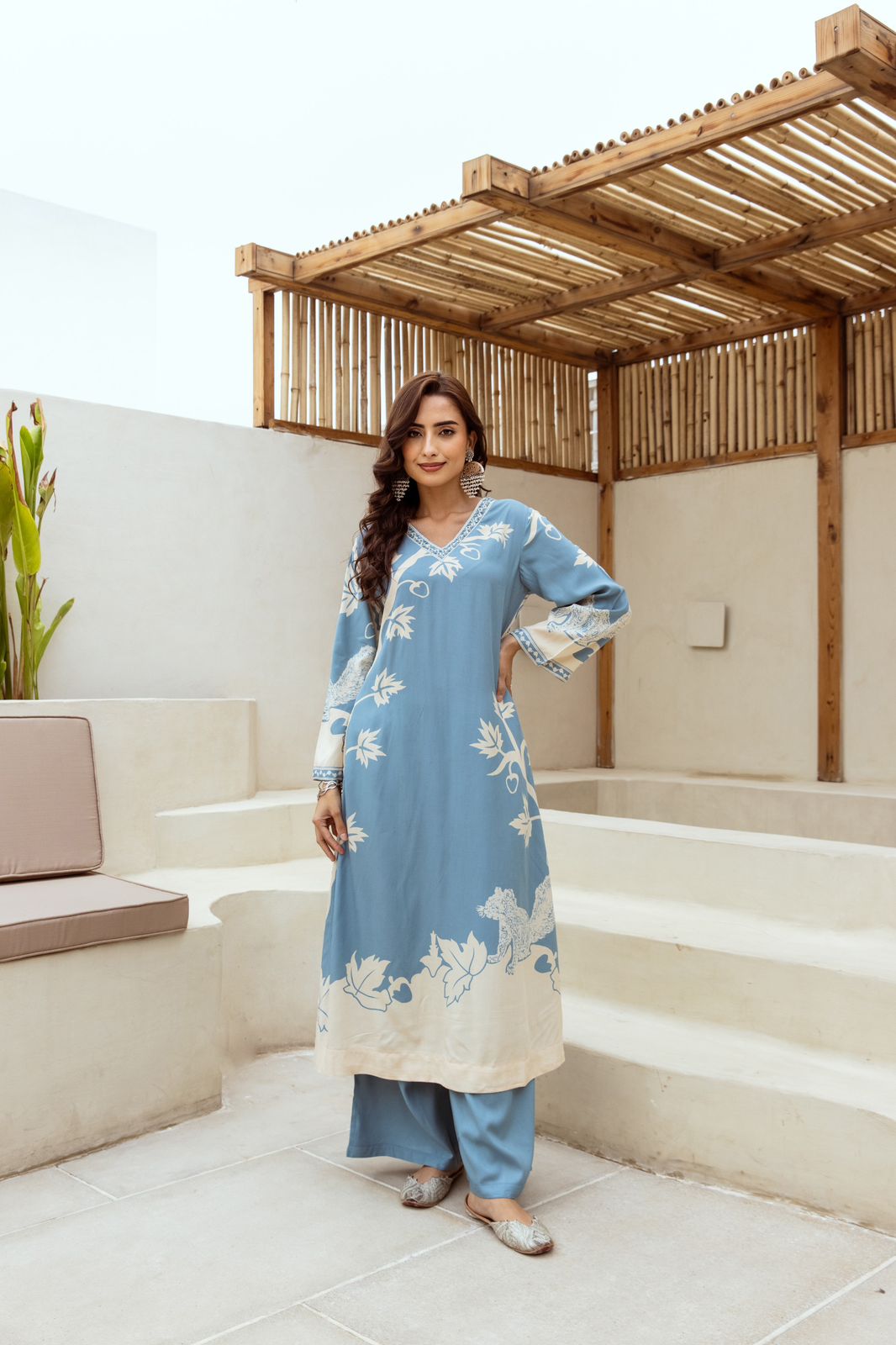 Navya Pakistani style Blue Printed Co-Ord Set