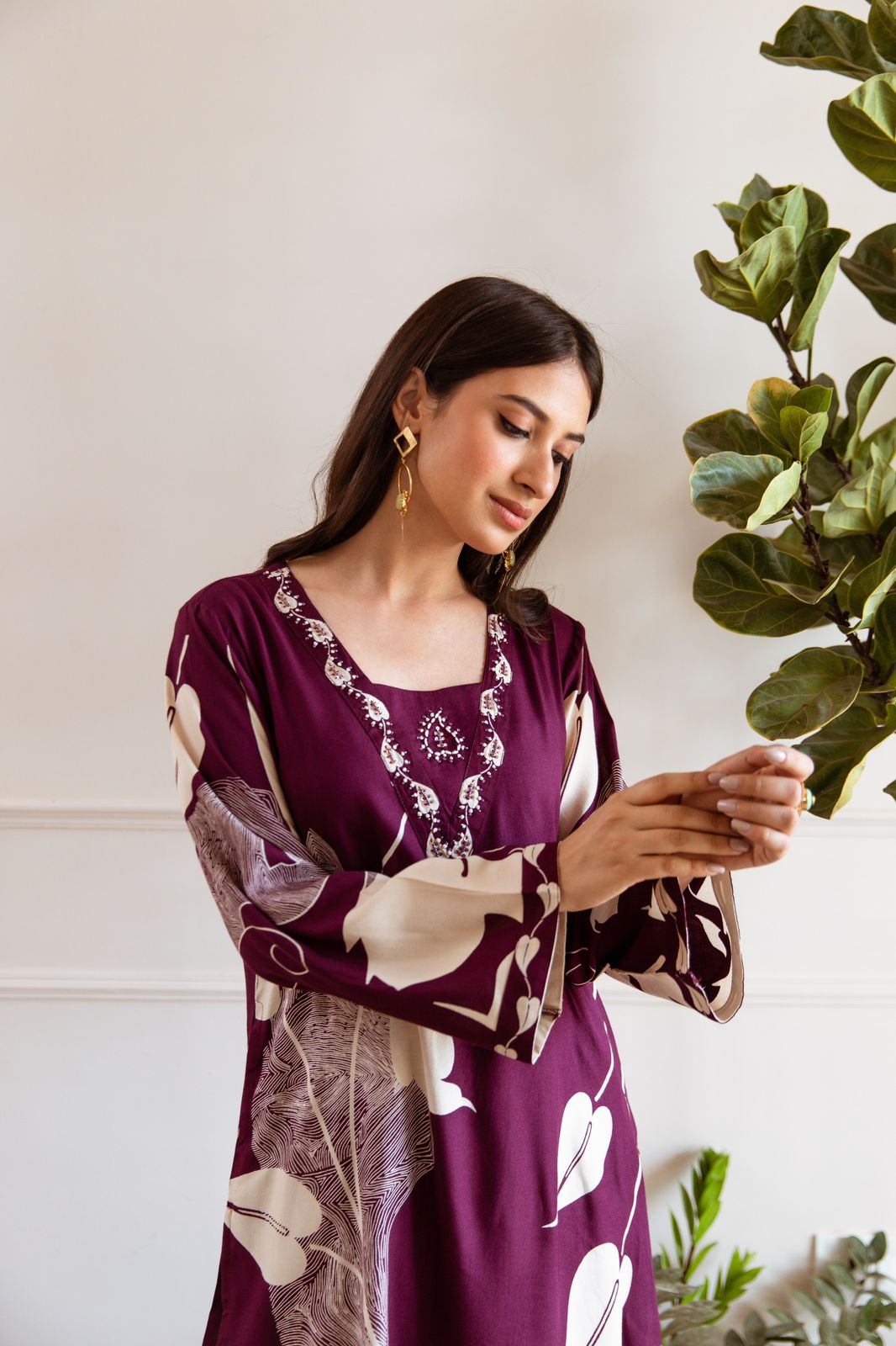 Navya Pakistani style Printed Wine Co-Ord Set