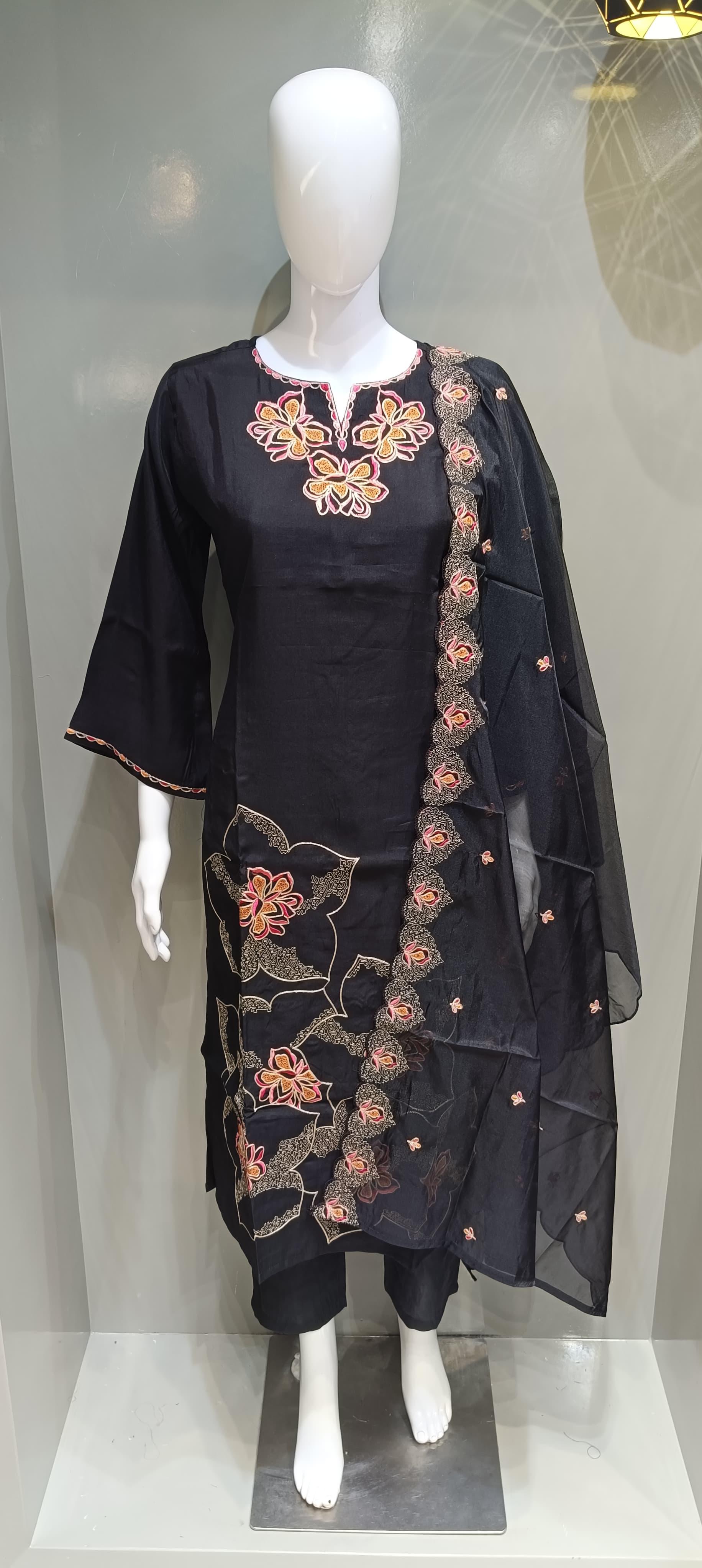 Apurva Embroidered Black Straight Suit Set