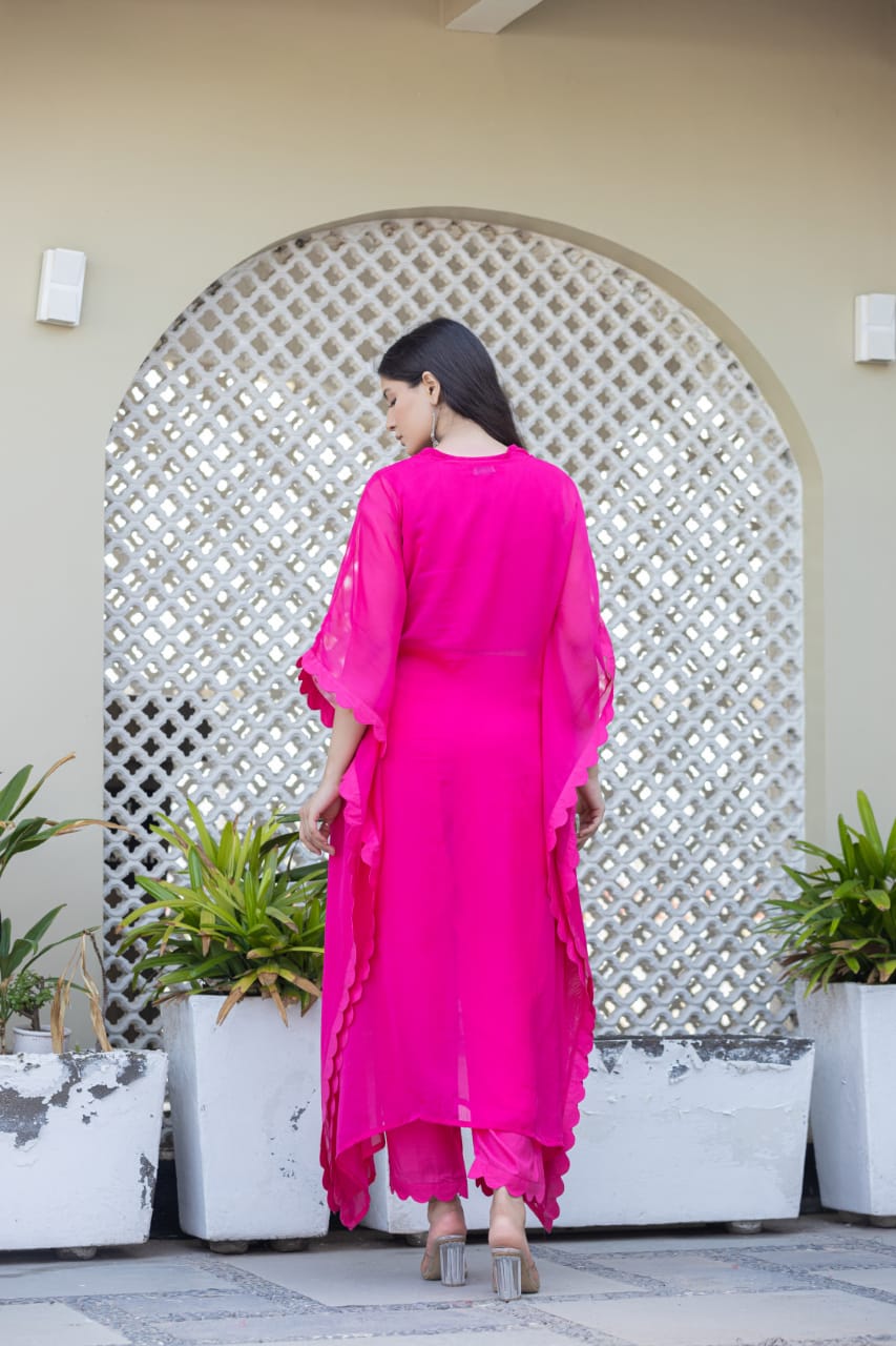 Aakriti Pink Embroidered Kaftan 3pc set