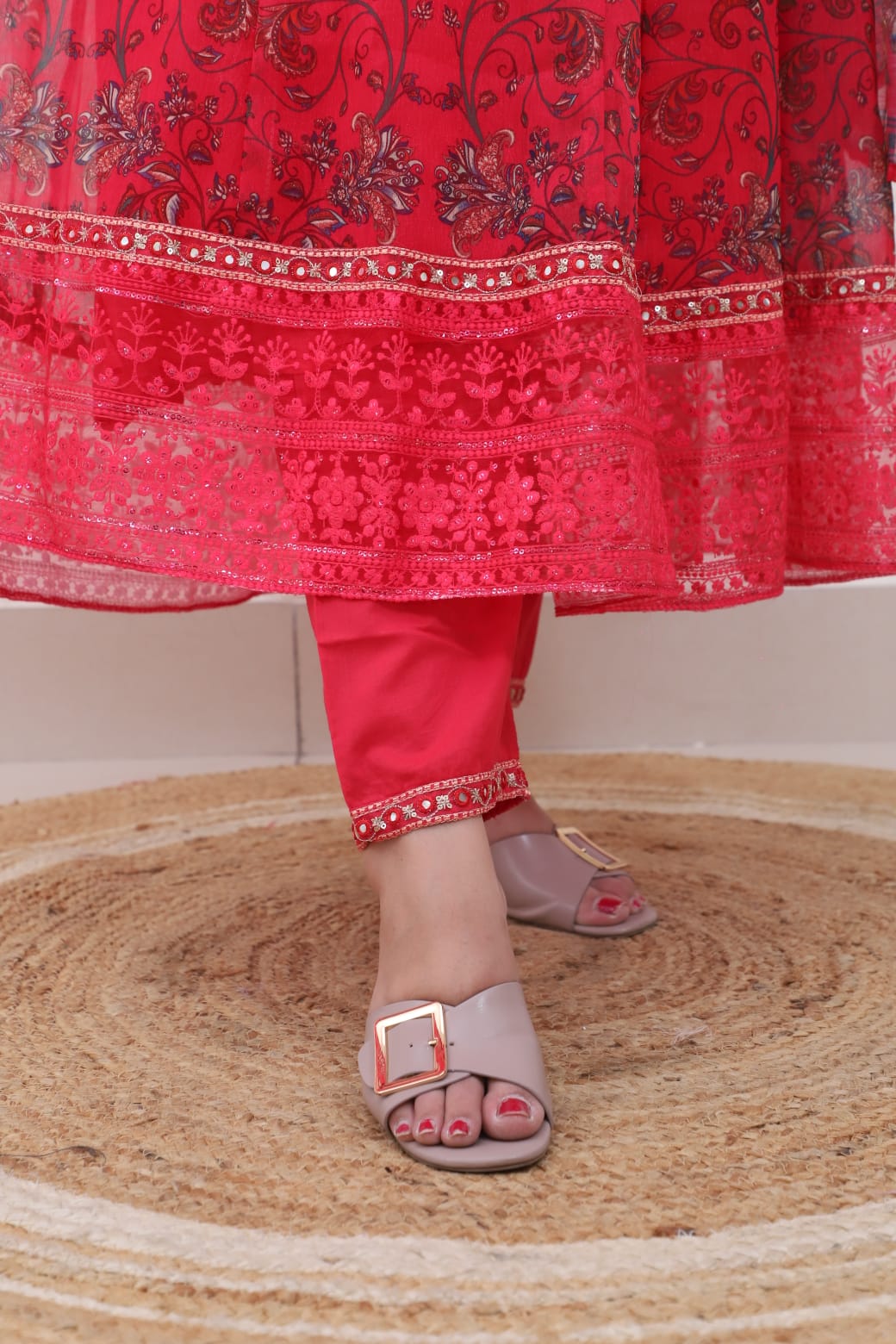 Misha reddish Pink Pakistani Anarkali Suit Set