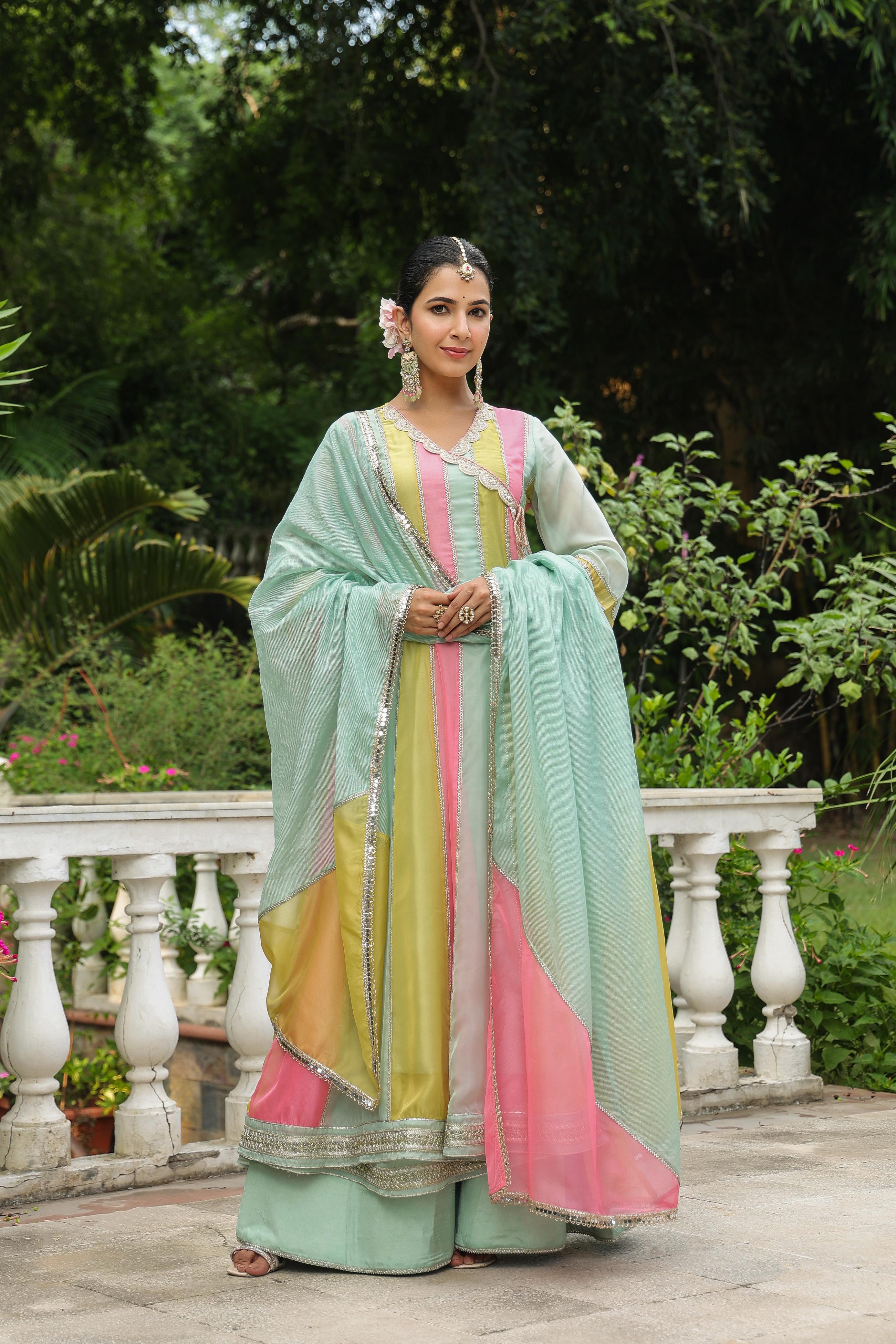 Ditya Pastel Angrakha Anarkali Suit Set